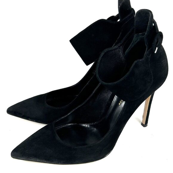 GIANVITO ROSSI Size 8 Black Suede Ankle Strap Stiletto Pigalle Pump EU 38 Womens - Picture 2 of 12